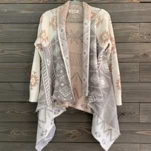 Pink Republic Aztec Print Waterfall Cardigan